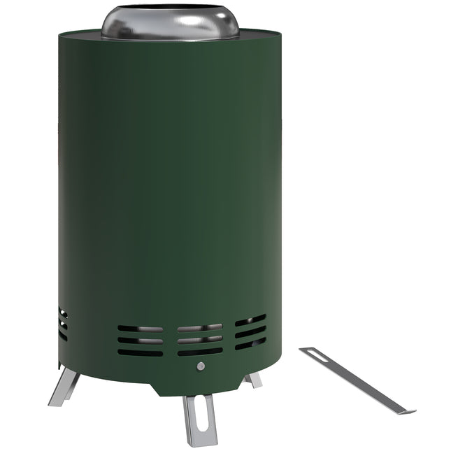 16cm Stainless Steel Smokeless Fire Pit with Poker - Green
