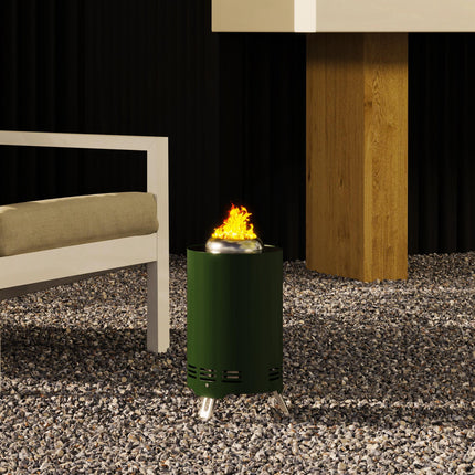 16cm Stainless Steel Smokeless Fire Pit with Poker - Green