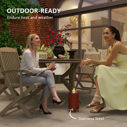 16cm Smokeless Stainless Steel Fire Pit with Poker - Red
