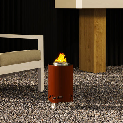 16cm Smokeless Stainless Steel Fire Pit with Poker - Red