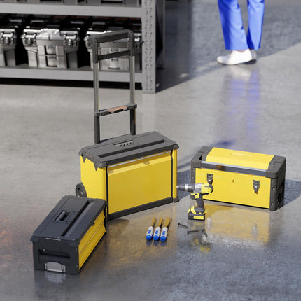 3-in-1 Stackable Rolling Tool Box - Yellow