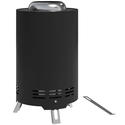 16cm Portable Smokeless Fire Pit Set with Poker - Black Stainless Steel