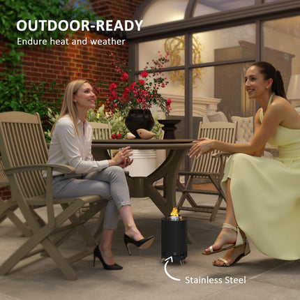 16cm Portable Smokeless Fire Pit Set with Poker - Black Stainless Steel