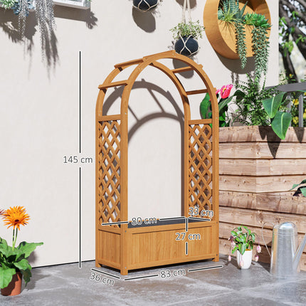 Wooden Raised Garden Bed with Trellis and Liner - Natural Fir Wood