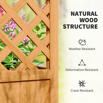 Wooden Raised Garden Bed with Trellis and Liner - Natural Fir Wood