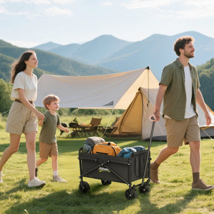 41L Folding Festival Trolley Cart with Adjustable Handle - Black