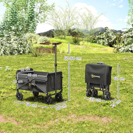 41L Folding Festival Trolley Cart with Adjustable Handle - Black