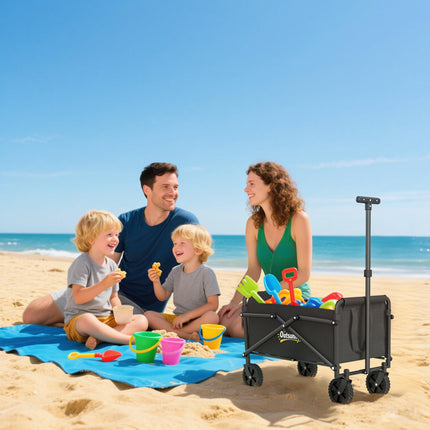 41L Folding Festival Trolley Cart with Adjustable Handle - Black