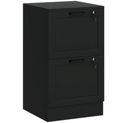 2 Drawer Filing Cabinet with Lock, Office Storage Cabinet with Adjustable Hanging Bars for A4 Letter Size Files, Black