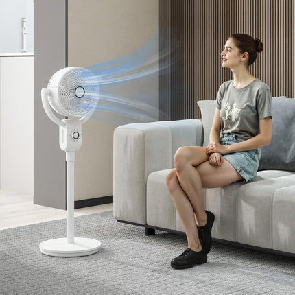 Pedestal Oscillating Air Circulation Fan with 3 Speeds - White