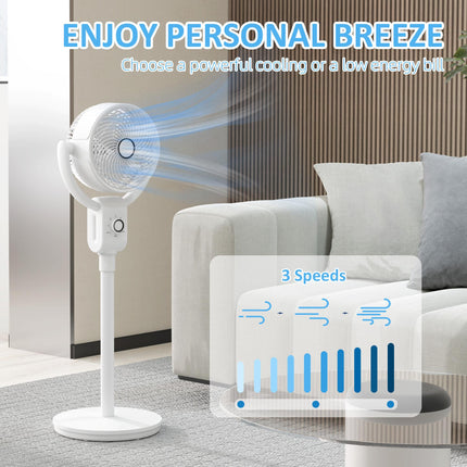 Pedestal Oscillating Air Circulation Fan with 3 Speeds - White