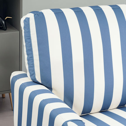 Modern Velvet Accent Armchair with Turned Legs and Wide Seat - Blue and White