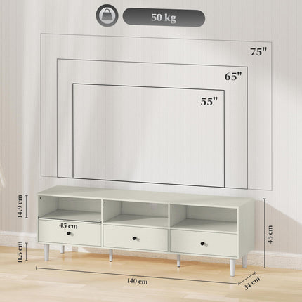 Multi-Storage Minimal TV Stand - Cream White