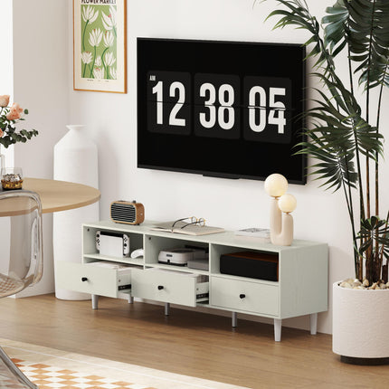 Multi-Storage Minimal TV Stand - Cream White