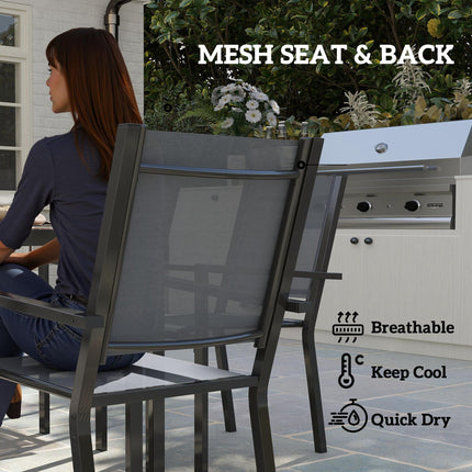 7 Piece Garden Dining Set with 6 Stackable Chairs and 150 cm WPC Table - Grey