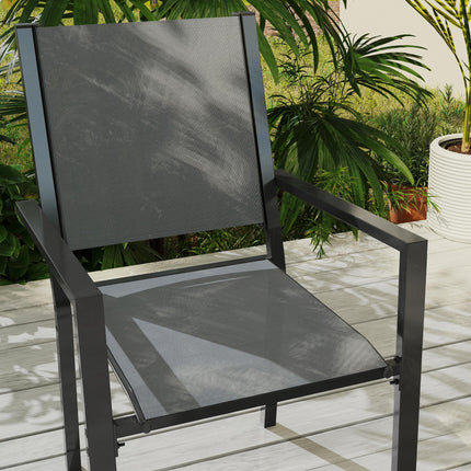 7 Piece Garden Dining Set with 6 Stackable Chairs and 150 cm WPC Table - Grey