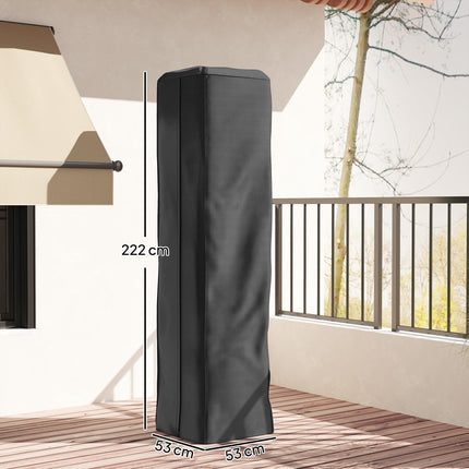 Heavy Duty Gas Pyramid Patio Heater Cover, Full Length Outdoor Heater Cover Protector, UPF 30+ Oxford Fabric with Zipper, Black