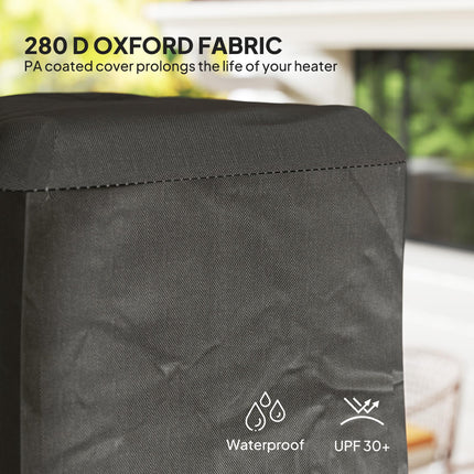 Heavy Duty Gas Pyramid Patio Heater Cover, Full Length Outdoor Heater Cover Protector, UPF 30+ Oxford Fabric with Zipper, Black
