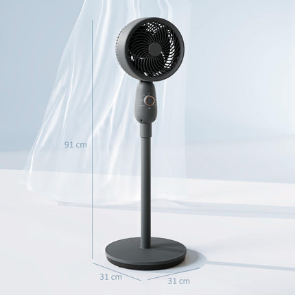 12 Inch Pedestal Fan with 3 Speeds and Oscillation for Home and Office - Grey