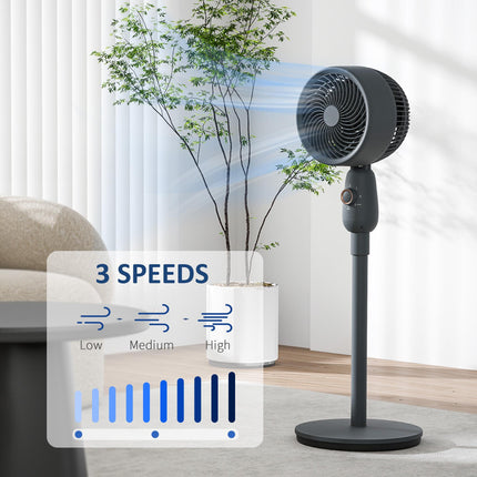 12 Inch Pedestal Fan with 3 Speeds and Oscillation for Home and Office - Grey