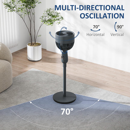 12 Inch Pedestal Fan with 3 Speeds and Oscillation for Home and Office - Grey