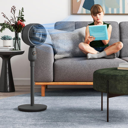 12 Inch Pedestal Fan with 3 Speeds and Oscillation for Home and Office - Grey