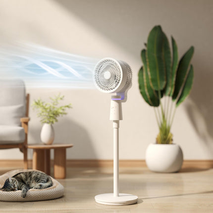 Pedestal Air Circulation Fan with Oscillation and Light Off - White
