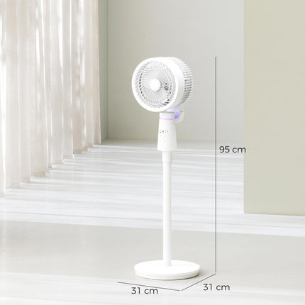 Pedestal Air Circulation Fan with Oscillation and Light Off - White