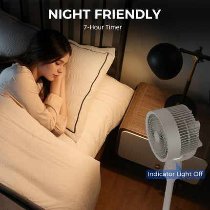 Pedestal Air Circulation Fan with Oscillation and Light Off - White