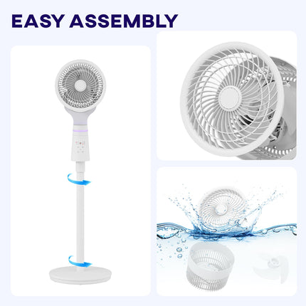 Pedestal Air Circulation Fan with Oscillation and Light Off - White