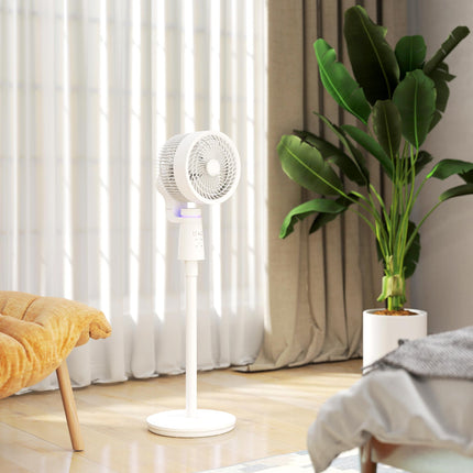Pedestal Air Circulation Fan with Oscillation and Light Off - White