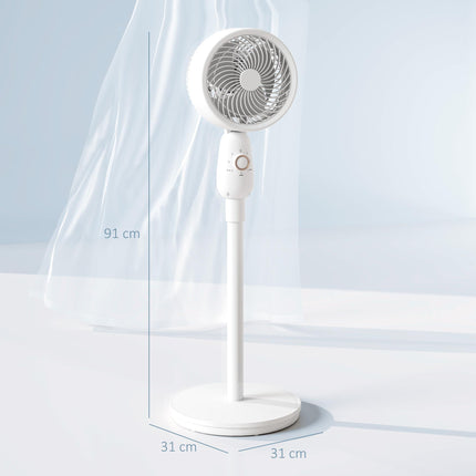 12 Inch Pedestal Fan with 3 Speeds and Oscillation for Home and Office - White