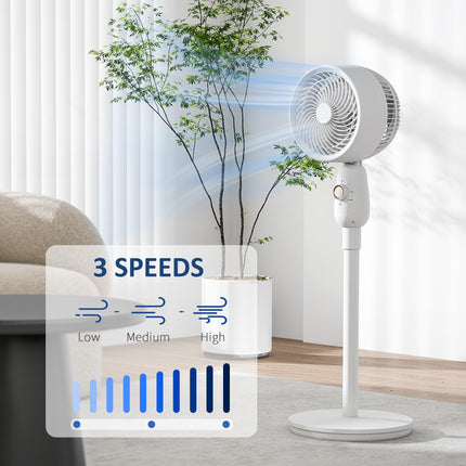 12 Inch Pedestal Fan with 3 Speeds and Oscillation for Home and Office - White