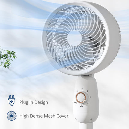 12 Inch Pedestal Fan with 3 Speeds and Oscillation for Home and Office - White