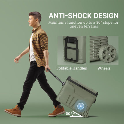 45L Two Compartment Car Fridge Cooler - Green