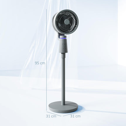Pedestal Air Circulation Fan with Oscillation and Light Off Function - Grey