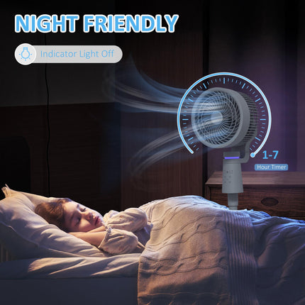 Pedestal Air Circulation Fan with Oscillation and Light Off Function - Grey