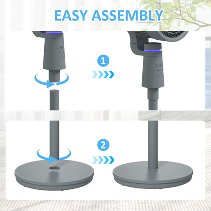 Pedestal Air Circulation Fan with Oscillation and Light Off Function - Grey