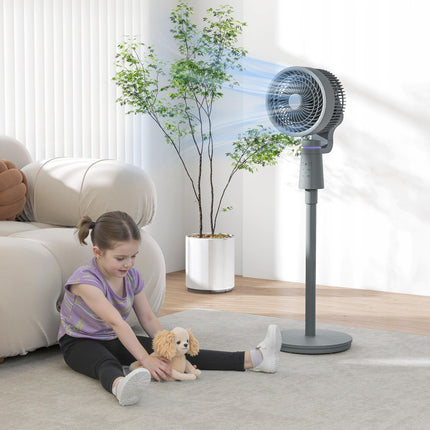 Pedestal Air Circulation Fan with Oscillation and Light Off Function - Grey