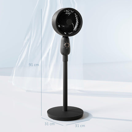 12 Inch Pedestal Fan with 3 Speeds and Oscillation for Home and Office - Black