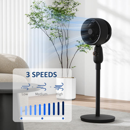12 Inch Pedestal Fan with 3 Speeds and Oscillation for Home and Office - Black