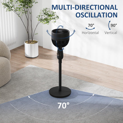 12 Inch Pedestal Fan with 3 Speeds and Oscillation for Home and Office - Black
