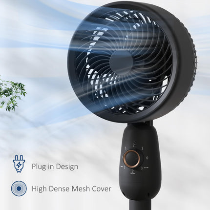 12 Inch Pedestal Fan with 3 Speeds and Oscillation for Home and Office - Black