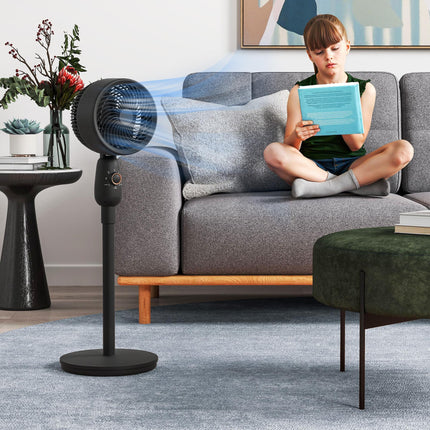 12 Inch Pedestal Fan with 3 Speeds and Oscillation for Home and Office - Black