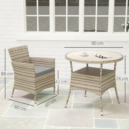 Five-Piece Rattan Garden Set, with Two-Tier Table - Grey