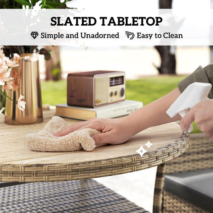 Five-Piece Rattan Garden Set, with Two-Tier Table - Grey