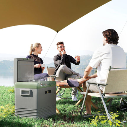 50L Portable Car Refrigerator - Light Green and Grey