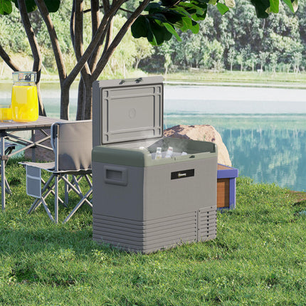 50L Portable Car Refrigerator - Light Green and Grey
