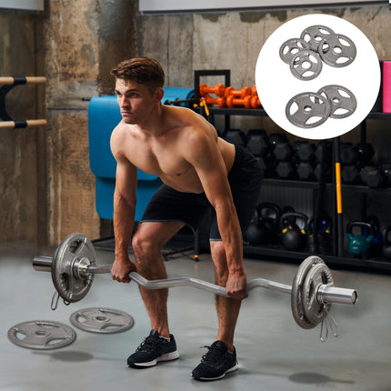 Set of 6 Cast Iron Olympic Weight Plates 35kg (2 x 10kg, 2 x 5kg, 2 x 2.5kg) for 2"/5cm Dumbbell Bar - Silver