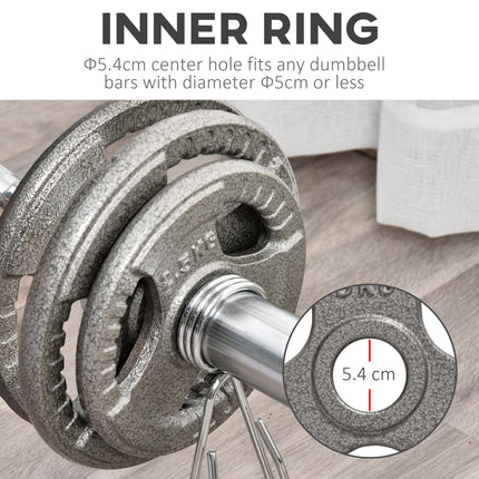 Set of 6 Cast Iron Olympic Weight Plates 35kg (2 x 10kg, 2 x 5kg, 2 x 2.5kg) for 2"/5cm Dumbbell Bar - Silver